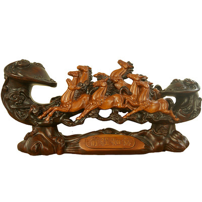 前程如意马 树脂仿木工艺品的家居与商务美学之选